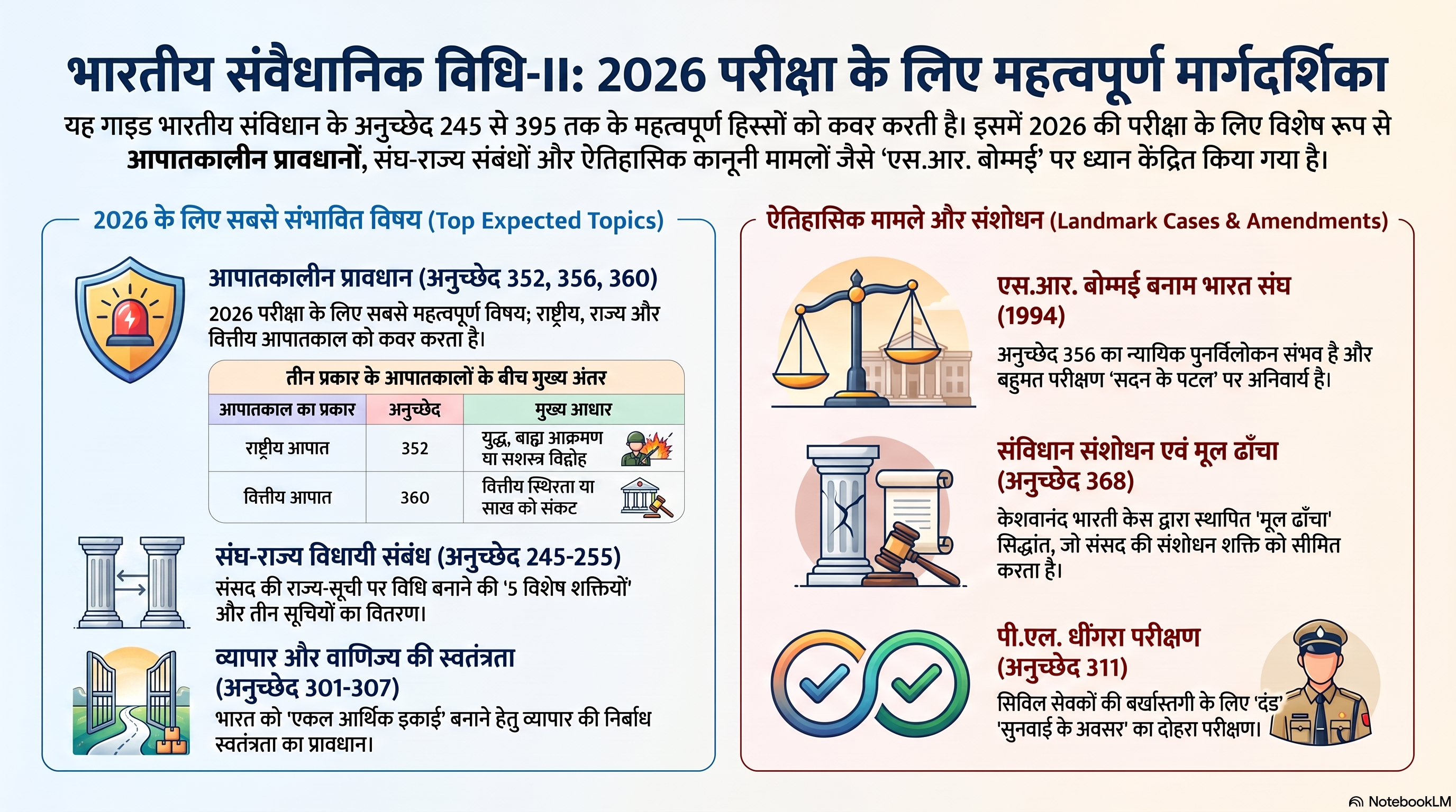 पेपर-II : भारत का संवैधानिक विधि-II — Complete Exam Guide 2026
(अनुच्छेद 245–395)